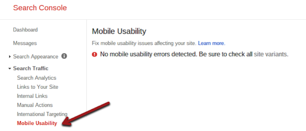 mobile usability search console